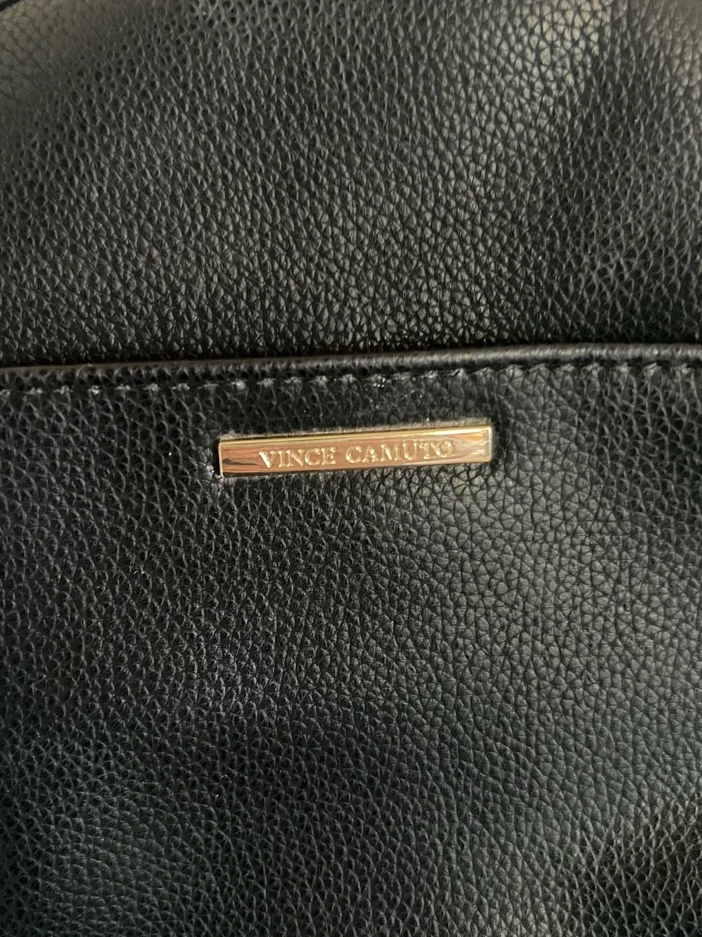 Vince Camuto Black Round Pebbled Leather Crossbody